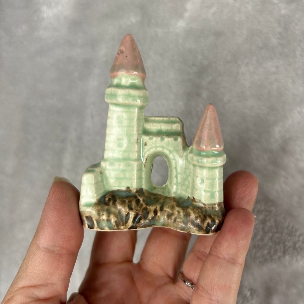 Vintage Miniature Ceramic Castle Figurine Aquarium Made in Japan Collectible